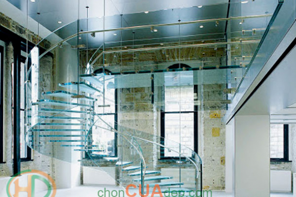 Cầu thang kính Inox Biên Hòa